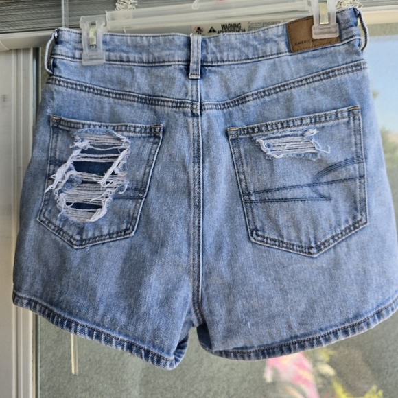 American Eagle Outfitters Blue Jean Shorts Distressed High-Waisted - Picture 2 of 8